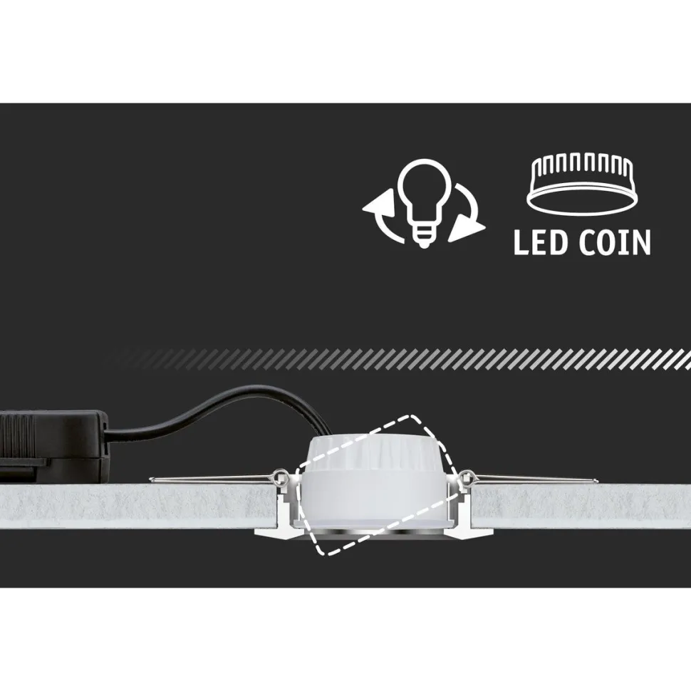 Upotettava LED-valaisin Paulmann Nova Coin, pyöreä, 84mm, 50°, RGBW+, 3x6W, 3x500lm, 230V