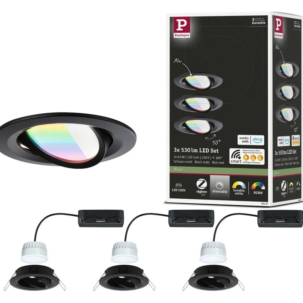 Upotettava LED-valaisin Paulmann Nova Coin, pyöreä, 84mm, 50°, RGBW+, 3x6W, 3x500lm, 230V