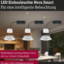 Upotettava LED-valaisin Paulmann Nova Coin, pyöreä, 84mm, 50°, RGBW+, 3x6W, 3x500lm, 230V