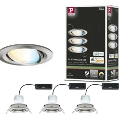 Upotettava LED-valaisin Paulmann Nova Coin, pyöreä, 84mm, 50°, säädettävä värilämpötila, 3x6W, 3x500lm, 230V, alumiini