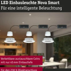 Upotettava LED-valaisin Paulmann Nova Coin, pyöreä, 84mm, 50°, säädettävä värilämpötila, 3x6W, 3x500lm, 230V, alumiini