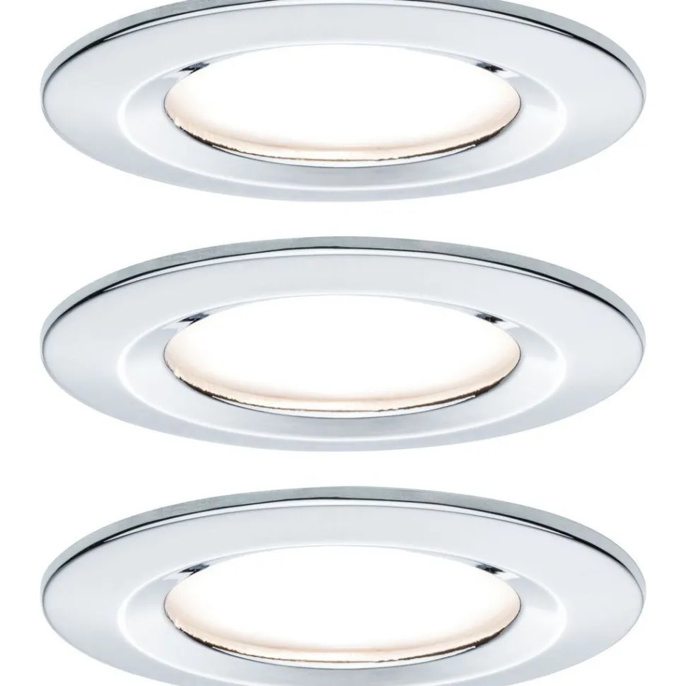 Upotettava LED-valaisin Paulmann Nova Coin Rigid, 3kpl, IP44, Ø78mm, 6W, 470lm, 2700K, himmennettävä, kromi