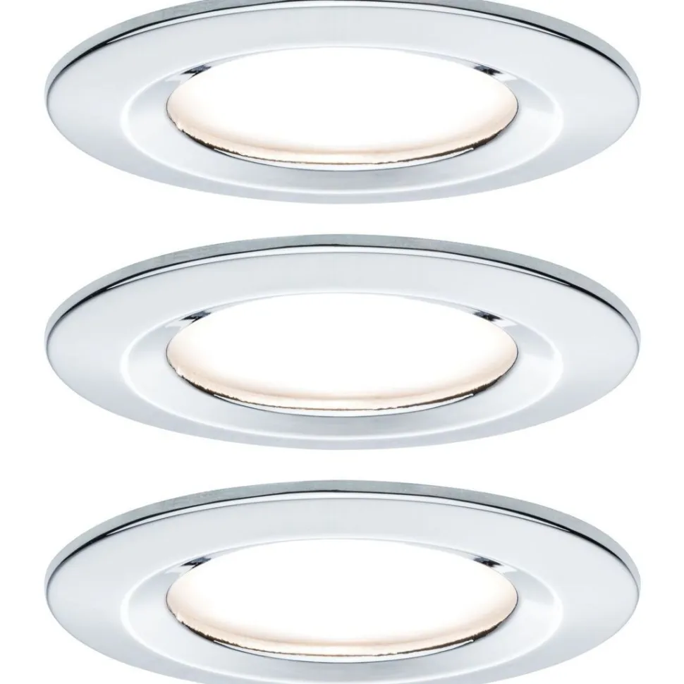 Upotettava LED-valaisin Paulmann Nova Coin Rigid, 3kpl, IP44, Ø78mm, 6W, 470lm, 2700K, kromi