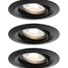 Upotettava LED-valaisin Paulmann Nova Mini Coin, 3kpl, Ø66mm, 4W, 310lm, 2700K, mattamusta