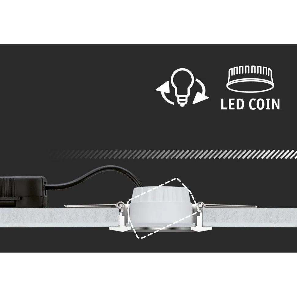 Upotettava LED-valaisin Paulmann Nova Mini Coin, 3kpl, Ø66mm, 4W, 310lm, 2700K, mattavalkoinen