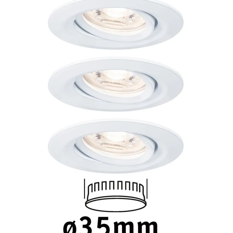 Upotettava LED-valaisin Paulmann Nova Mini Coin, 3kpl, Ø66mm, 4W, 310lm, 2700K, mattavalkoinen