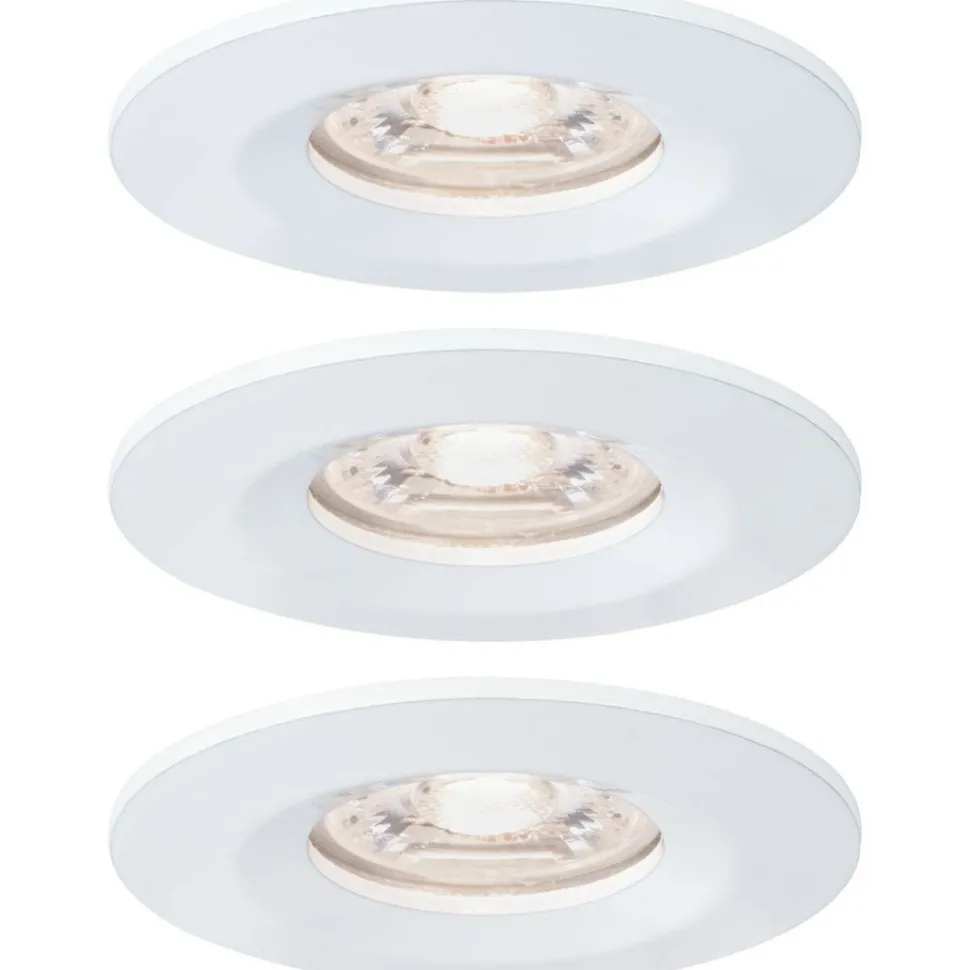 Upotettava LED-valaisin Paulmann Nova Mini Coin Rigid, 3kpl, IP44, Ø65mm, 4W, 310lm, 2700K, mattavalkoinen