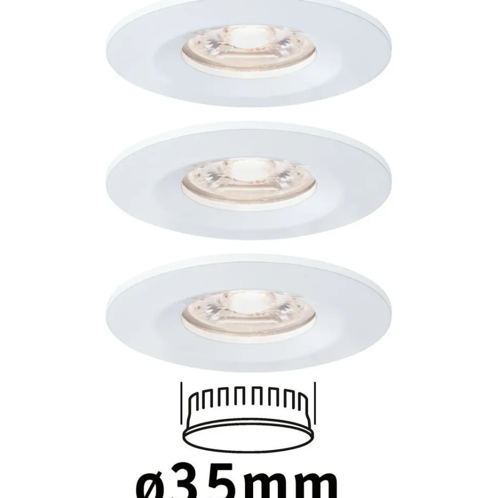 Upotettava LED-valaisin Paulmann Nova Mini Coin Rigid, 3kpl, IP44, Ø65mm, 4W, 310lm, 2700K, mattavalkoinen