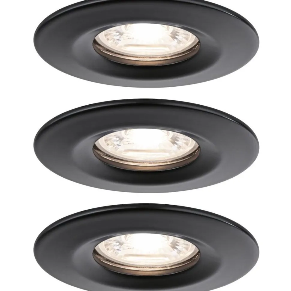 Upotettava LED-valaisin Paulmann Nova Mini Coin Rigid, 3kpl, Ø66mm, 4W, 310lm, 2700K, mattamusta