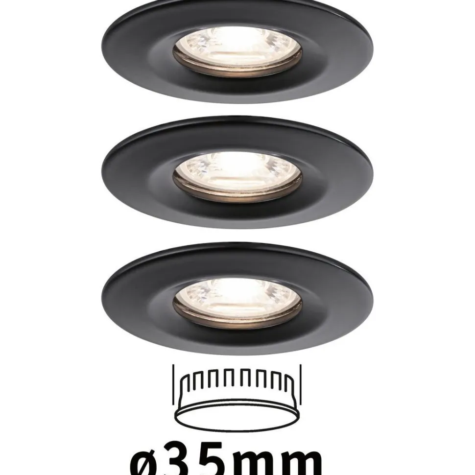 Upotettava LED-valaisin Paulmann Nova Mini Coin Rigid, 3kpl, Ø66mm, 4W, 310lm, 2700K, mattamusta