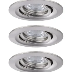 Upotettava LED-valaisin Paulmann Nova Mini Plus Coin, 3kpl, Ø66mm, 300lm, 2700K, himmennettävä, harjattu rauta