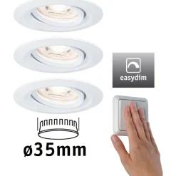 Upotettava LED-valaisin Paulmann Nova Mini Plus Coin, 3kpl, Ø66mm, 300lm, 2700K, himmennettävä, harjattu rauta