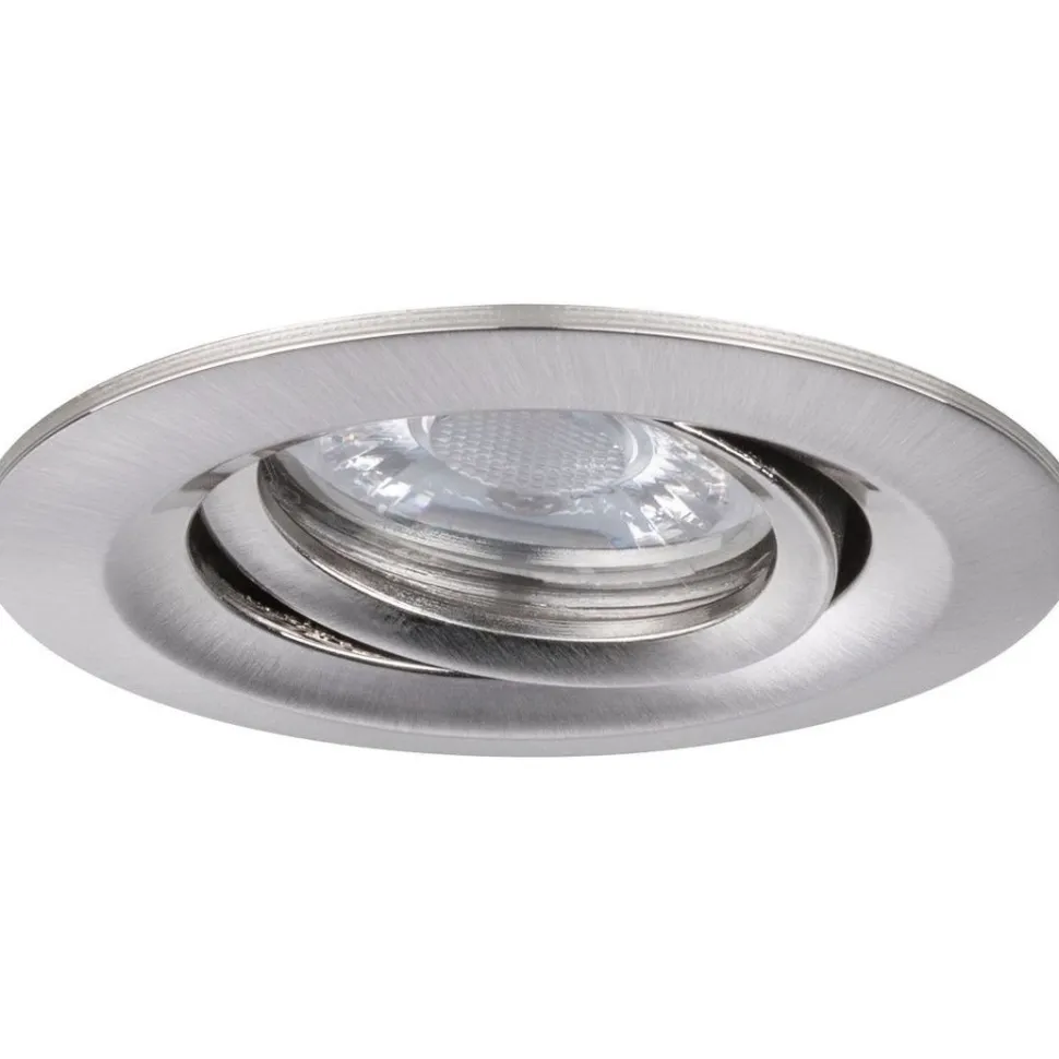 Upotettava LED-valaisin Paulmann Nova Mini Plus Coin, Ø66mm, 300lm, 2700K, himmennettävä, harjattu rauta