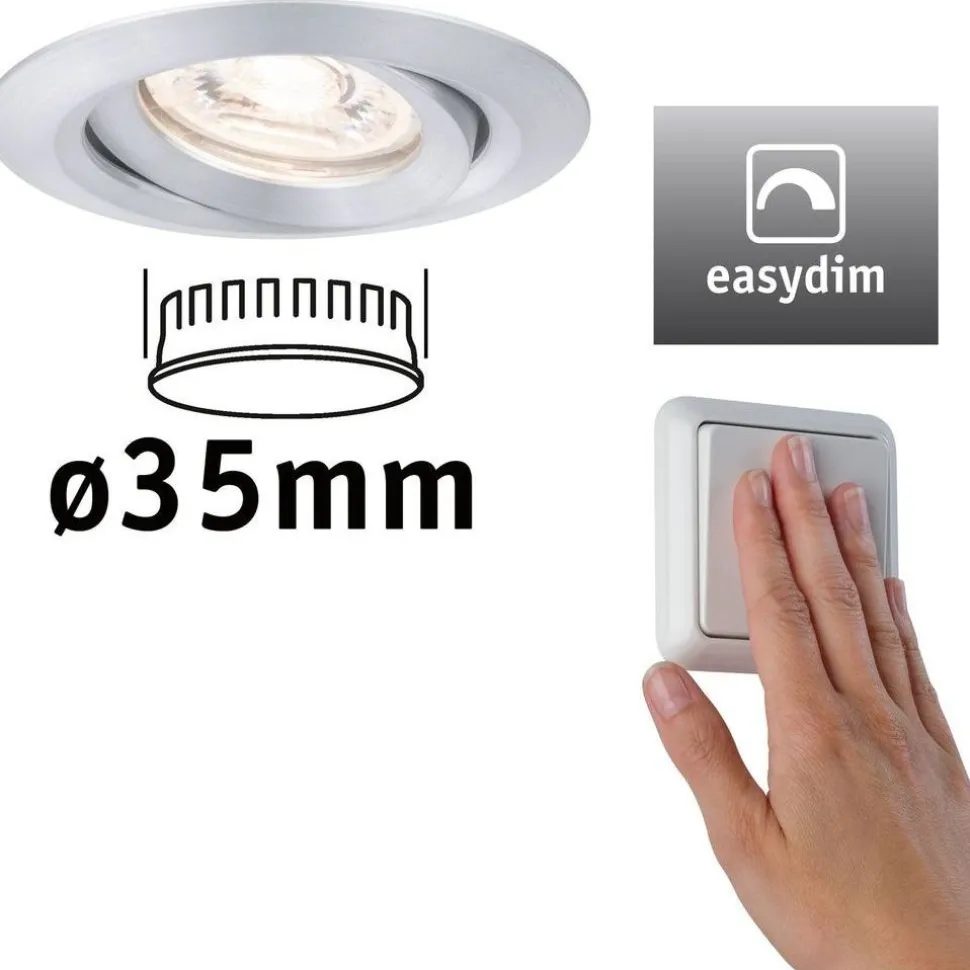 Upotettava LED-valaisin Paulmann Nova Mini Plus Coin, Ø66mm, 300lm, 2700K, himmennettävä, harjattu rauta