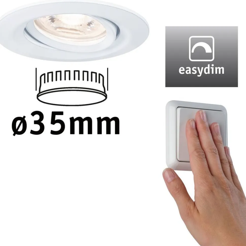 Upotettava LED-valaisin Paulmann Nova Mini Plus Coin, Ø66mm, 300lm, 2700K, himmennettävä, harjattu rauta