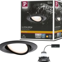 Upotettava LED-valaisin Paulmann Nova Plus Coin, IP65, Ø93mm, 6W, 470lm, himmennettävä, 2700K, mattamusta