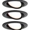 Upotettava LED-valaisin Paulmann Nova Plus Coin, 3kpl, Ø84mm, 6W, 470lm, 2700K, himmennettävä, mattamusta