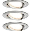 Upotettava LED-valaisin Paulmann Nova Plus Coin, 3kpl, Smart Home Zigbee 3.0, Ø84mm, 2700K, himmennettävä, harjattu rauta