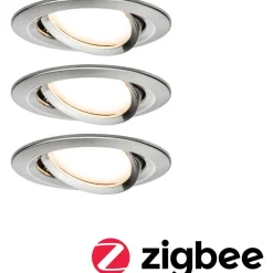 Upotettava LED-valaisin Paulmann Nova Plus Coin, 3kpl, Smart Home Zigbee 3.0, Ø84mm, 2700K, himmennettävä, harjattu rauta