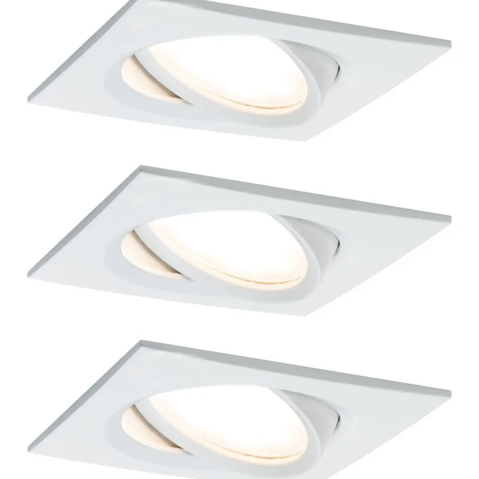 Upotettava LED-valaisin Paulmann Nova Plus Coin, 3kpl, 84x84mm, 6W, 470lm, 2700K, himmennettävä, mattavalkoinen