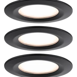 Upotettava LED-valaisin Paulmann Nova Plus Coin Rigid, 3kpl, IP44, Ø78mm, 6W, 470lm, 2700K, himmennettävä, mattamusta