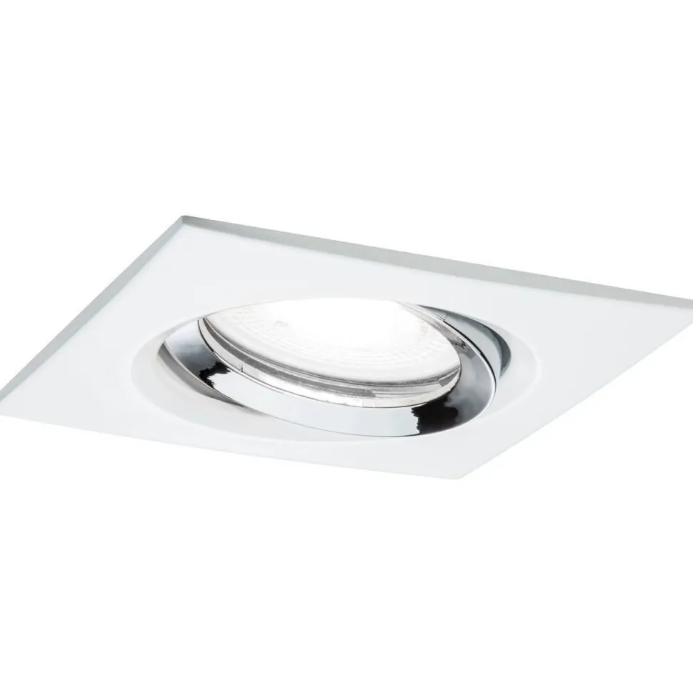 Upotettava LED-valaisin Paulmann Nova Plus, IP65, 93x93mm, GU10, 6W, 470lm, 4000K, himmennettävä, mattavalkoinen/kromi