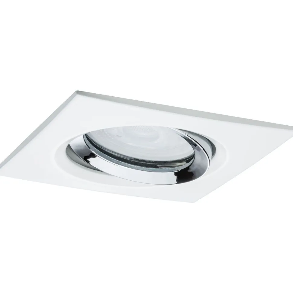 Upotettava LED-valaisin Paulmann Nova Plus, IP65, 93x93mm, GU10, 6W, 470lm, 4000K, himmennettävä, mattavalkoinen/kromi