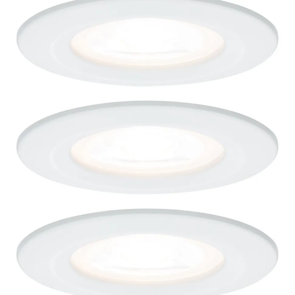 Upotettava LED-valaisin Paulmann Nova Rigid, 3kpl, IP44, Ø78mm, GU10, 6.5W, 460lm, 2700K, himmennettävä, mattavalkoinen