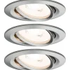 Upotettava LED-valaisin Paulmann Premium Coin, 3kpl, Ø84mm, 6.3W, 430lm, 2700K, himmennettävä, harjattu rauta