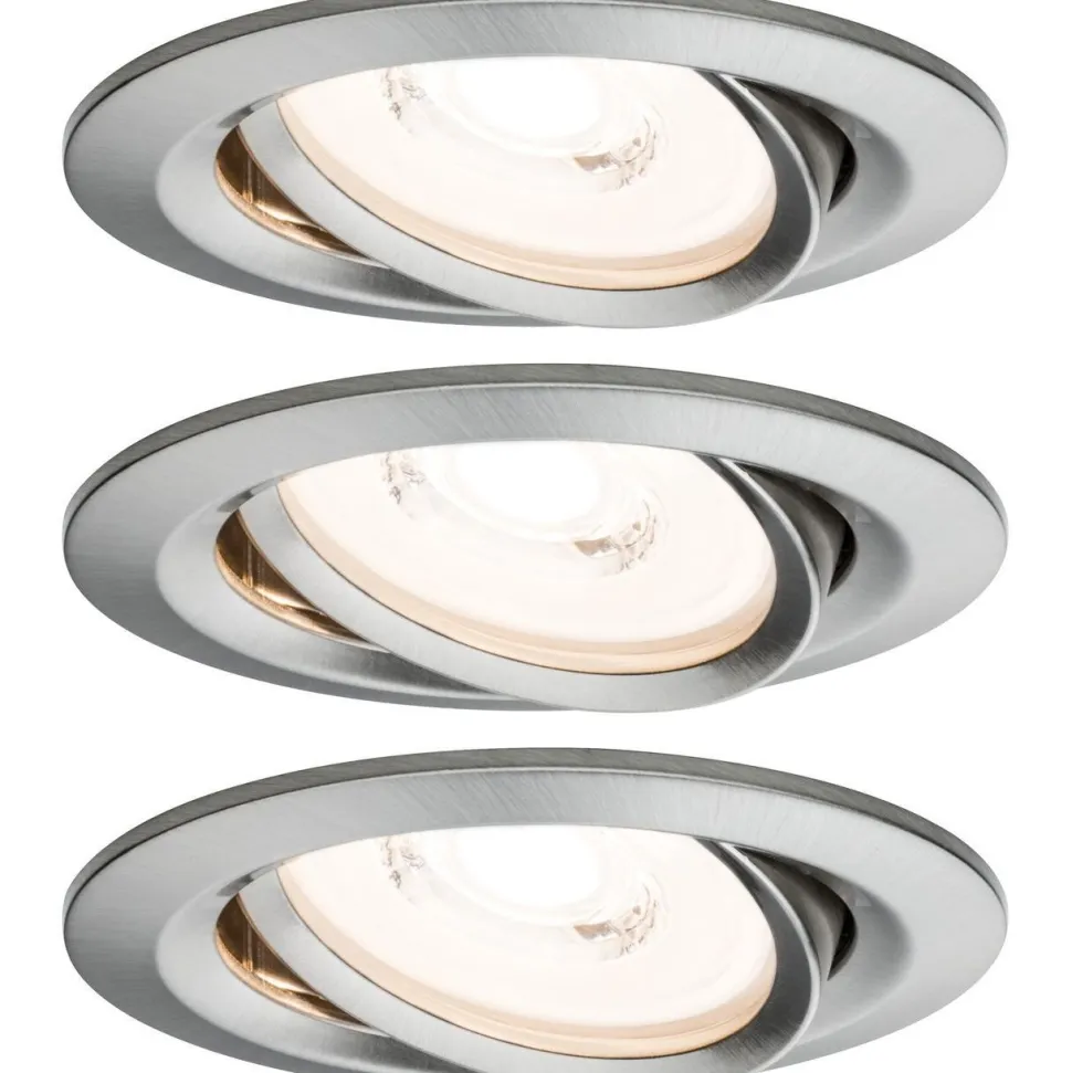 Upotettava LED-valaisin Paulmann Premium Coin, 3kpl, Ø84mm, 6.3W, 430lm, 2700K, himmennettävä, harjattu rauta