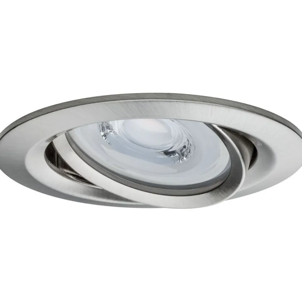 Upotettava LED-valaisin Paulmann Premium Coin, 3kpl, Ø84mm, 6.3W, 430lm, 2700K, himmennettävä, harjattu rauta