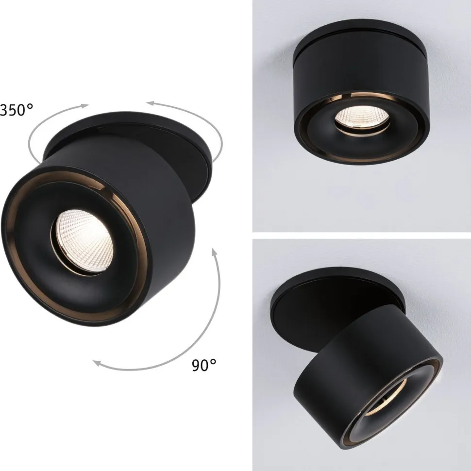 Upotettava LED-valaisin Paulmann Spircle, Ø78mm, 8W, 550lm, 3000K, mattamusta