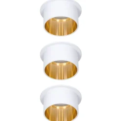 Upotettava LED-valaisinsarja Paulmann, Gil Coin, 3 valaisinta, IP44, Ø68mm, 3x6W, 3x470lm, 2700K, himmennettävä, valkoinen/kulta