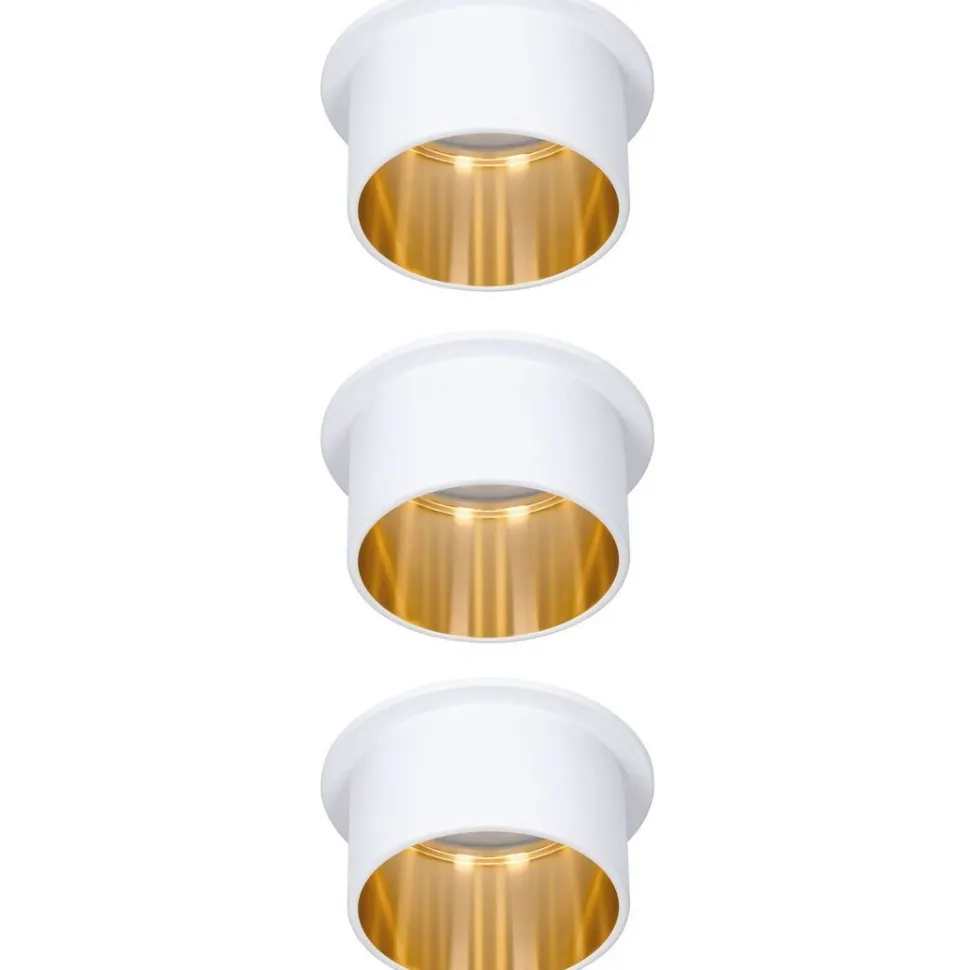 Upotettava LED-valaisinsarja Paulmann, Gil Coin, 3 valaisinta, IP44, Ø68mm, 3x6W, 3x470lm, 2700K, himmennettävä, valkoinen/kulta