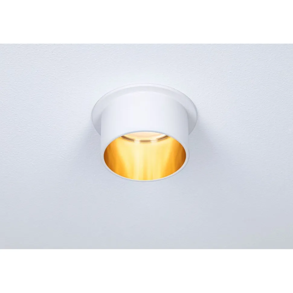 Upotettava LED-valaisinsarja Paulmann, Gil Coin, 3 valaisinta, IP44, Ø68mm, 3x6W, 3x470lm, 2700K, himmennettävä, valkoinen/kulta