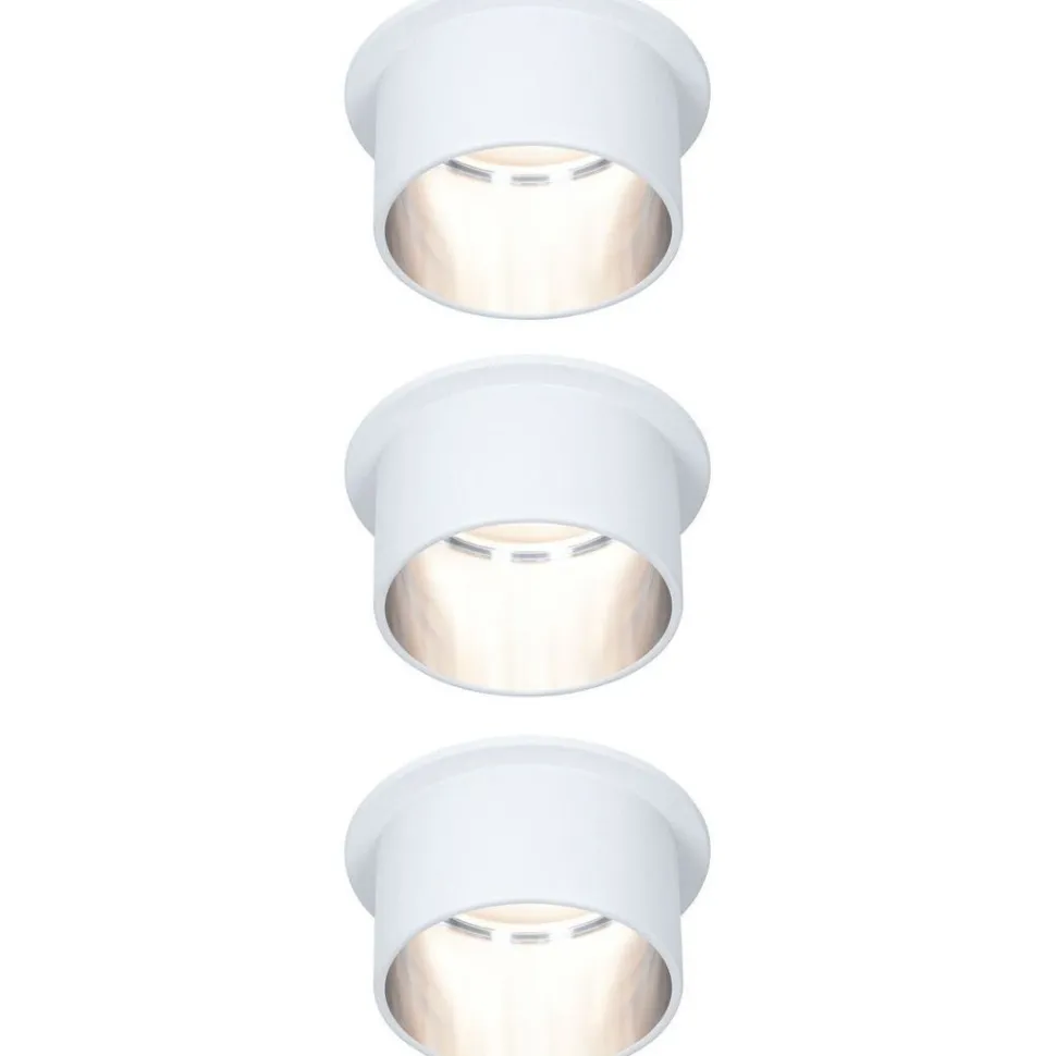 Upotettava LED-valaisinsarja Paulmann, Gil Coin, 3 valaisinta, IP44, Ø68mm, 3x6W, 3x470lm, 2700K, himmennettävä, valkoinen/kulta