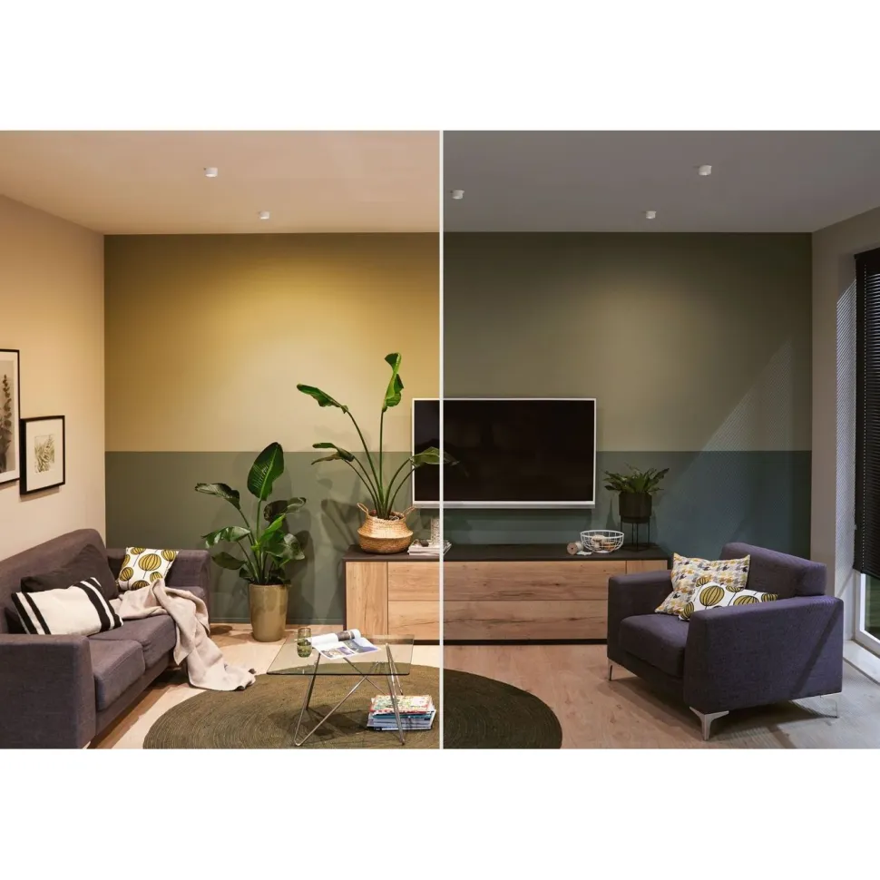Upotettava LED-valaisinsarja Paulmann, Gil Coin, 3 valaisinta, IP44, Ø68mm, 3x6W, 3x470lm, 2700K, himmennettävä, valkoinen/kulta