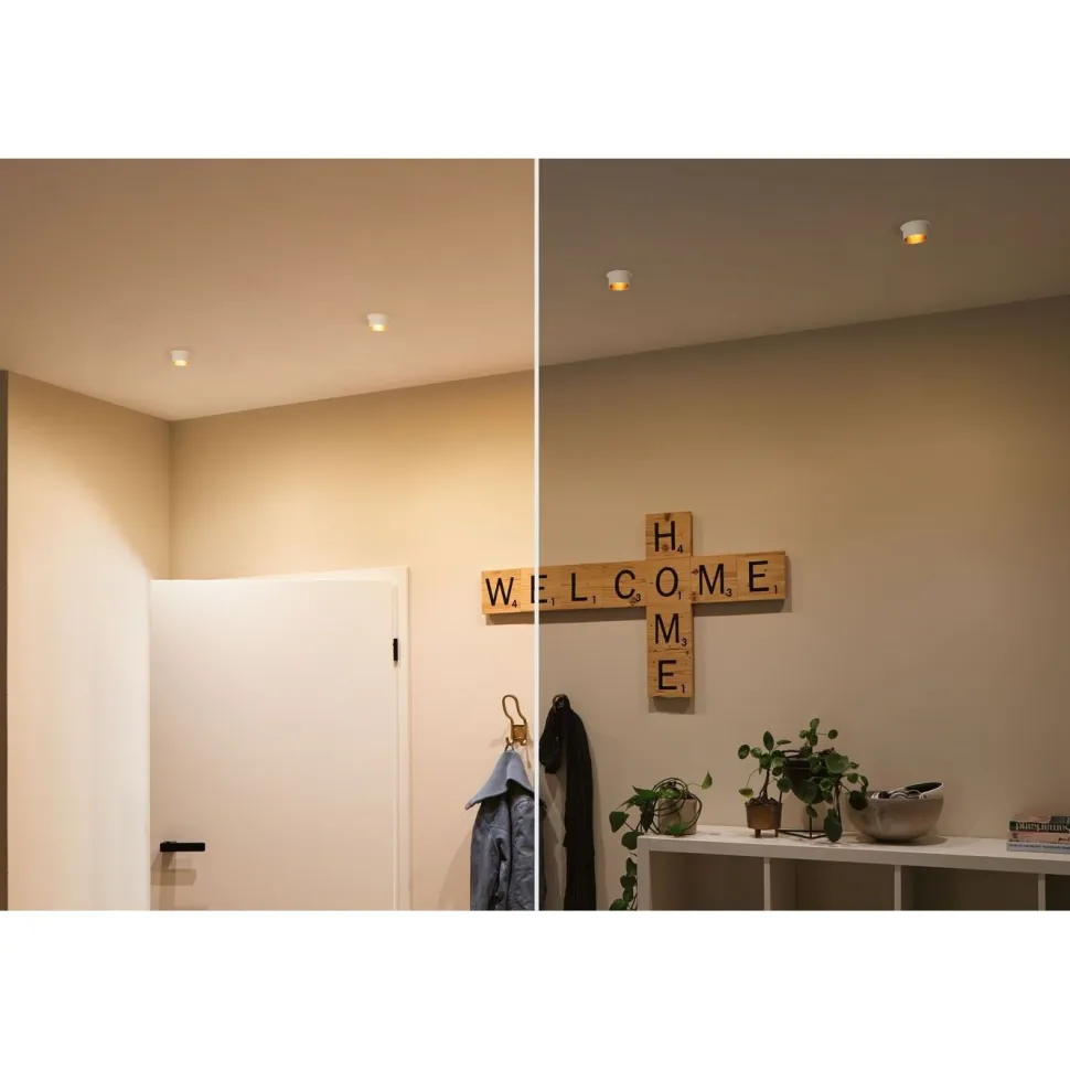 Upotettava LED-valaisinsarja Paulmann, Gil Coin, 3 valaisinta, IP44, Ø68mm, 3x6W, 3x470lm, 2700K, himmennettävä, valkoinen/kulta