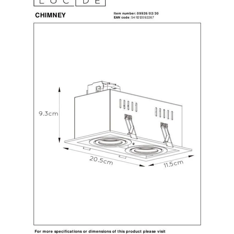 Upotettava valaisin Lucide Chimney, 2xGU10, musta