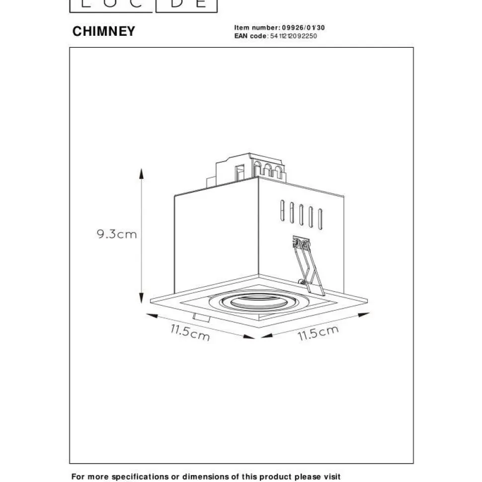 Upotettava valaisin Lucide Chimney, 1xGU10, musta