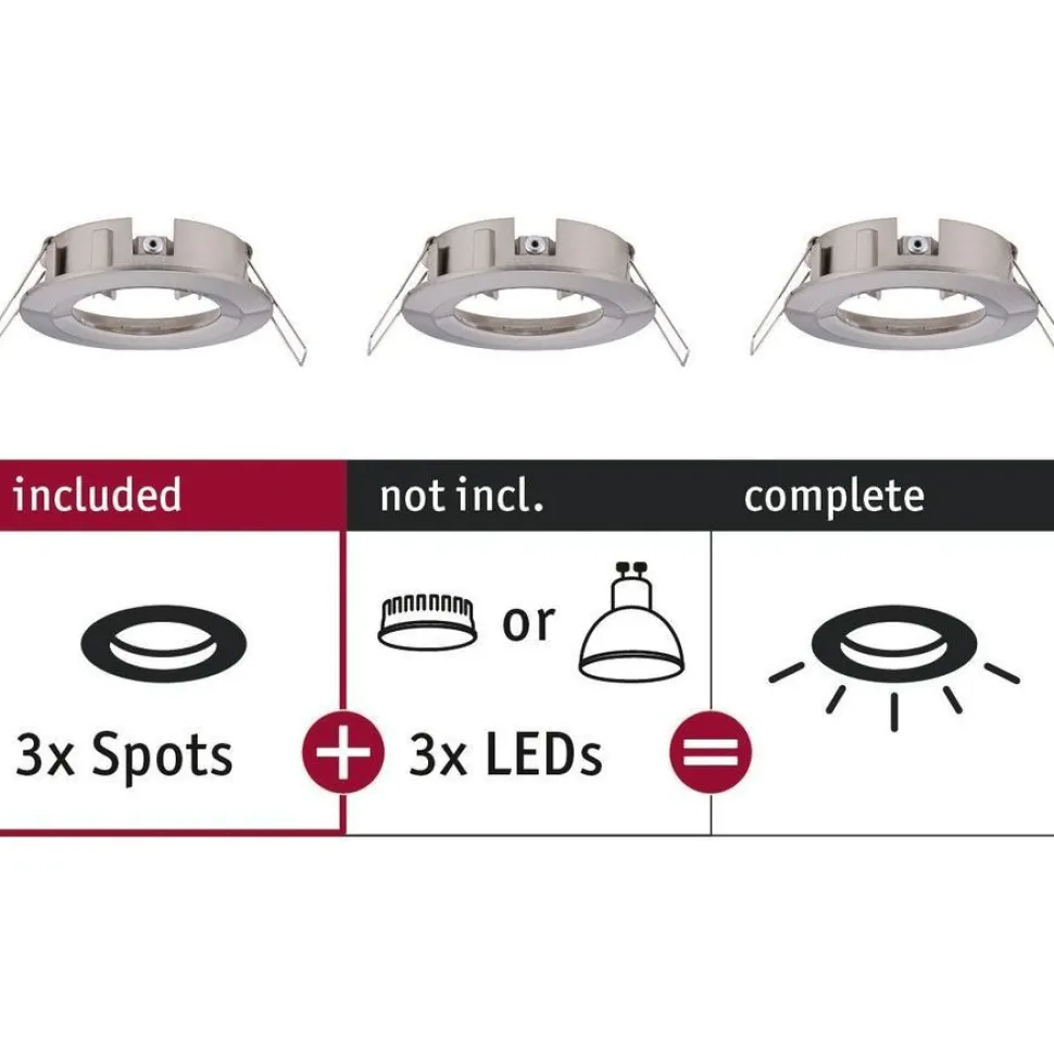 Upotettava valaisin Paulmann Choose, IP44, 3kpl, Ø78mm, max.3x10W, himmennettävä, kromi