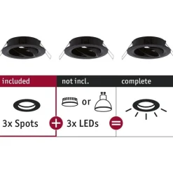 Upotettava valaisin Paulmann Choose, 3kpl, Ø84mm, max.3x10W, himmennettävä, kromi