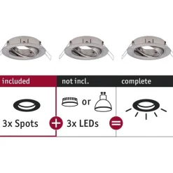 Upotettava valaisin Paulmann Choose, 3kpl, Ø84mm, max.3x10W, himmennettävä, kromi