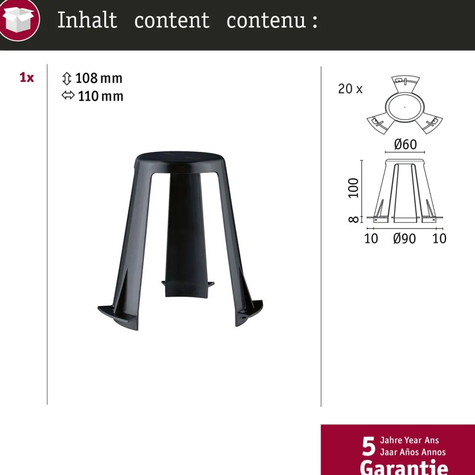 Upotustuki Paulmann upotettaville valaisimille 62-90mm musta, 3kpl/pkt