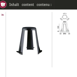 Upotustuki Paulmann upotettaville valaisimille 62-90mm musta, 3kpl/pkt