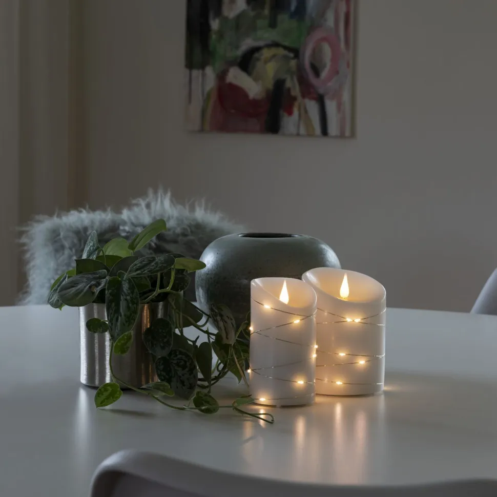 Vahakynttilä Konstsmide, IP20, 3D, paristokäyttöinen, 15 x LED, Ø10x14cm