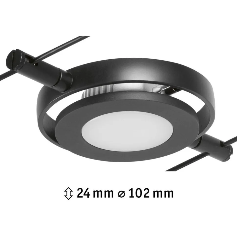 Vaijerivalaisin Paulmann CorDuo RoundMac, 200lm, 4.5W, 3000K, 12V, mattamusta/kromi