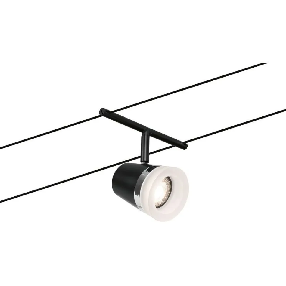 Vaijerivalaisinsetti Paulmann CorDuo Cone, GU5.3, 230/12V, 5-osainen, mattamusta/kromi