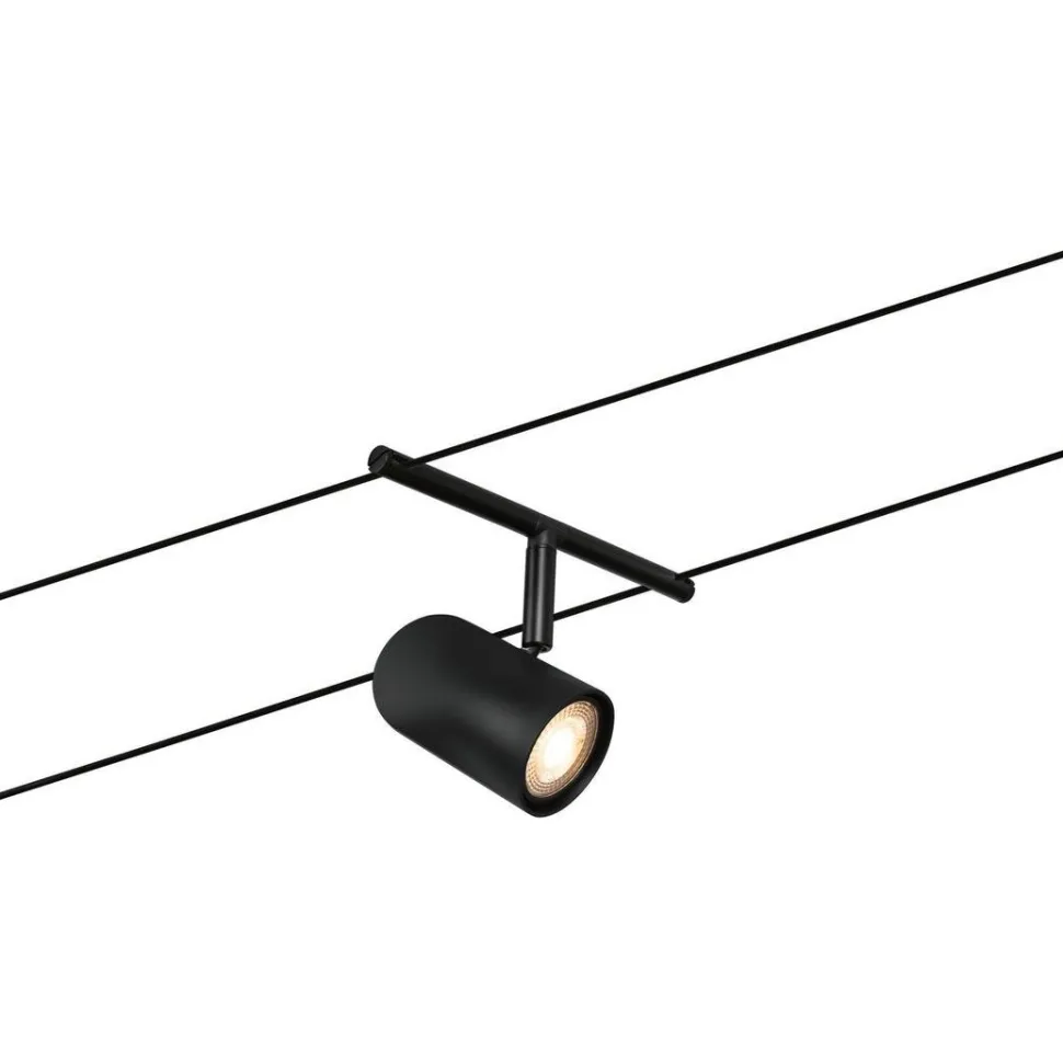 Vaijerivalaisinsetti Paulmann CorDuo Cup, GU5.3, 230/12V, 5-osainen, mattamusta/kromi