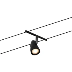 Vaijerivalaisinsetti Paulmann CorDuo Cup, GU5.3, 230/12V, 5-osainen, mattamusta/kromi